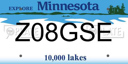 Z08GSE Minnesota License Plate