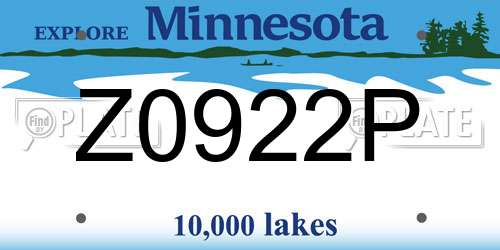 Z0922P Minnesota License Plate