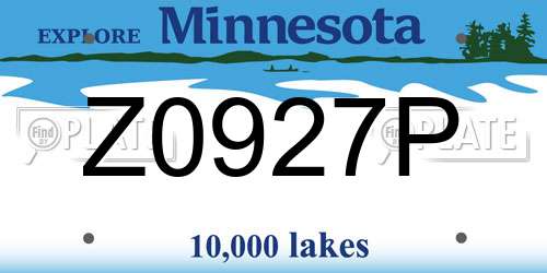 Z0927P Minnesota License Plate