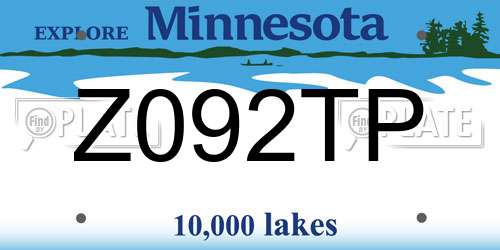 Z092TP Minnesota License Plate
