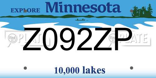 Z092ZP Minnesota License Plate