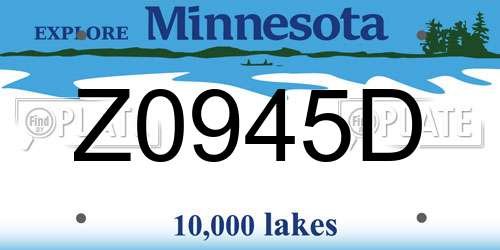 Z0945D Minnesota License Plate