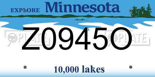 Z0945O Minnesota License Plate
