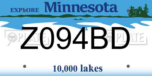 Z094BD Minnesota License Plate