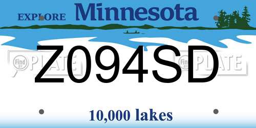 Z094SD Minnesota License Plate