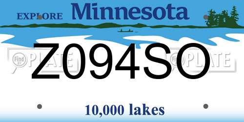 Z094SO Minnesota License Plate