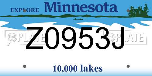 Z0953J Minnesota License Plate