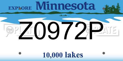 Z0972P Minnesota License Plate