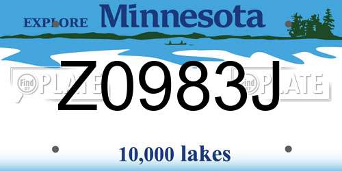 Z0983J Minnesota License Plate