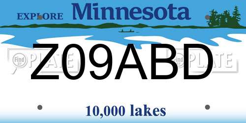 Z09ABD Minnesota License Plate