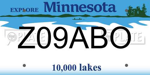 Z09ABO Minnesota License Plate