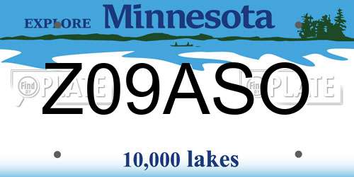 Z09ASO Minnesota License Plate