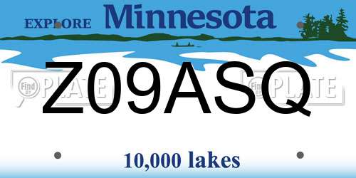 Z09ASQ Minnesota License Plate