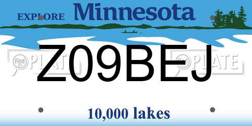 Z09BEJ Minnesota License Plate