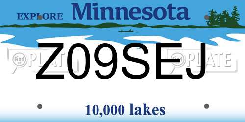 Z09SEJ Minnesota License Plate
