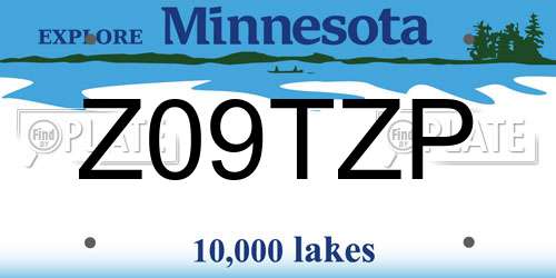 Z09TZP Minnesota License Plate