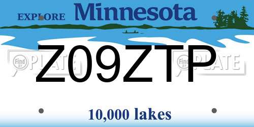 Z09ZTP Minnesota License Plate