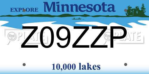 Z09ZZP Minnesota License Plate