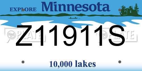 Z11911S Minnesota License Plate