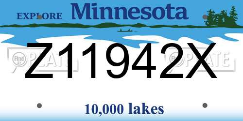 Z11942X Minnesota License Plate