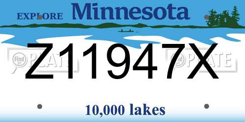Z11947X Minnesota License Plate