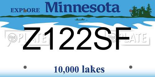 Z122SF Minnesota License Plate