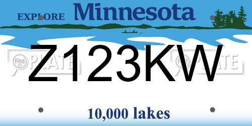 Z123KW Minnesota License Plate