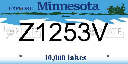 Z1253V Minnesota License Plate