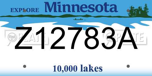 Z12783A Minnesota License Plate