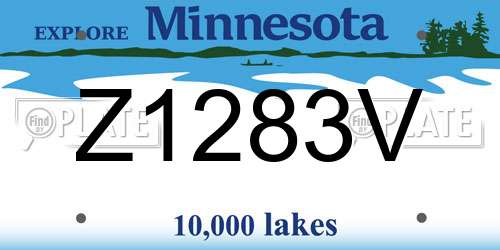 Z1283V Minnesota License Plate
