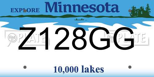 Z128GG Minnesota License Plate