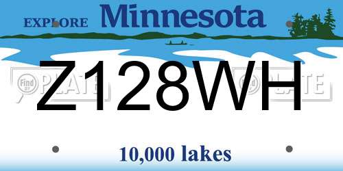 Z128WH Minnesota License Plate