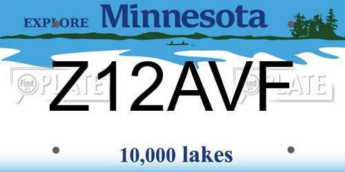 Z12AVF Minnesota License Plate