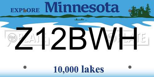 Z12BWH Minnesota License Plate