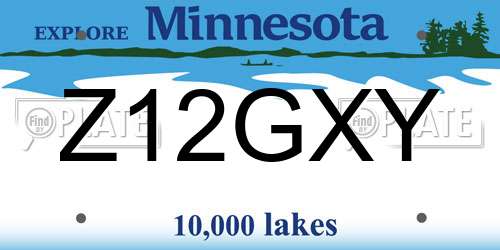 Z12GXY Minnesota License Plate