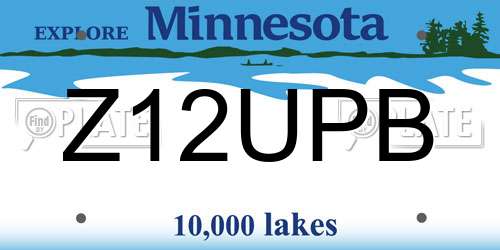 Z12UPB Minnesota License Plate