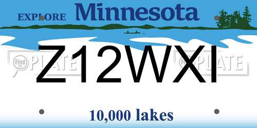 Z12WXI Minnesota License Plate