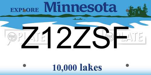 Z12ZSF Minnesota License Plate