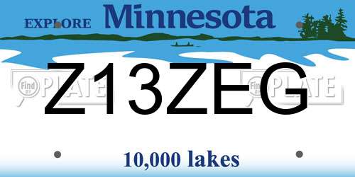 Z13ZEG Minnesota License Plate