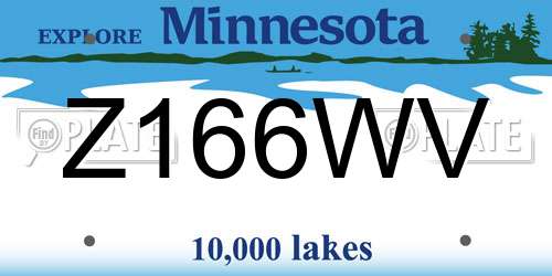 Z166WV Minnesota License Plate