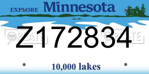 Z172834 Minnesota License Plate