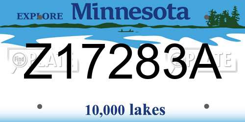 Z17283A Minnesota License Plate