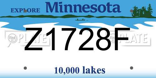 Z1728F Minnesota License Plate