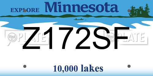 Z172SF Minnesota License Plate