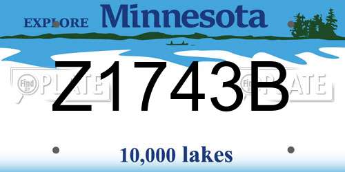 Z1743B Minnesota License Plate