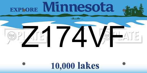 Z174VF Minnesota License Plate
