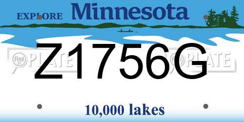Z1756G Minnesota License Plate