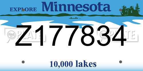 Z177834 Minnesota License Plate