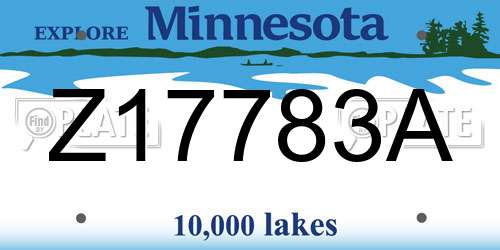 Z17783A Minnesota License Plate