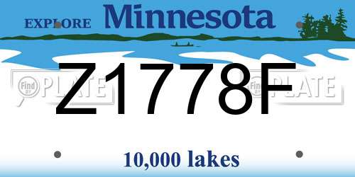 Z1778F Minnesota License Plate